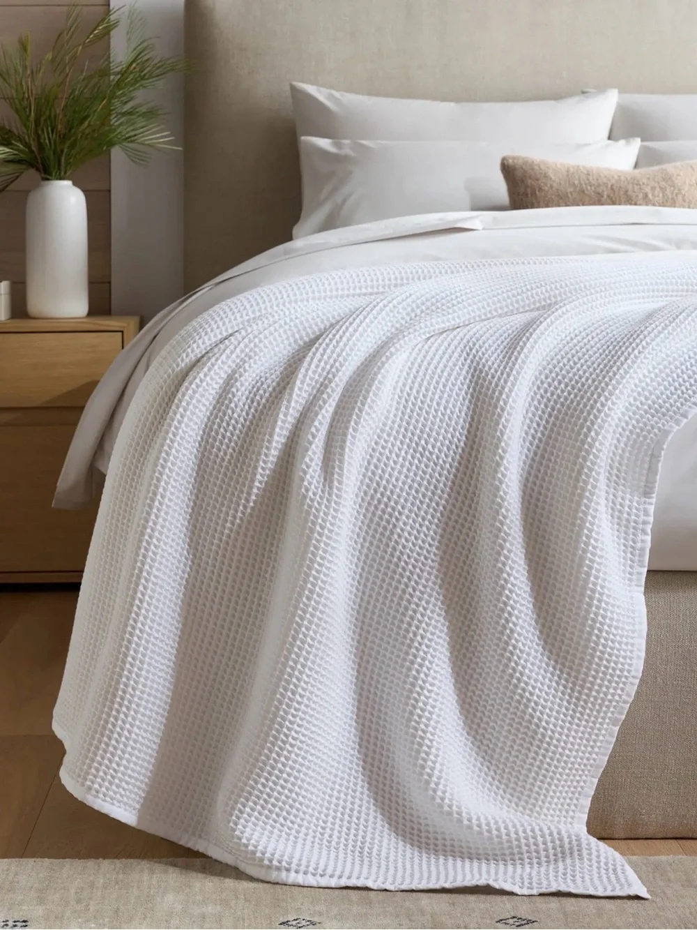 NWOT Organic King Waffle Knit Blanket in White - $110